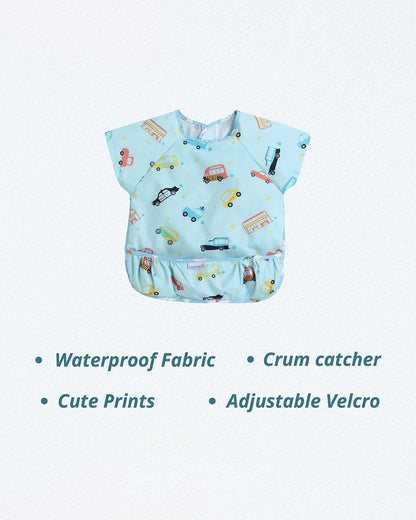 Polka Tots Half Sleeve Washable Waterproof Apron Feeding Bib-6-24M-Car