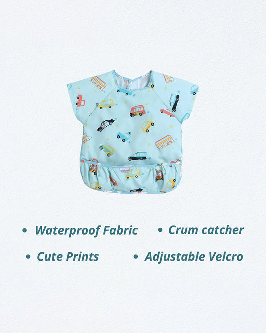 Polka Tots Half Sleeve Washable Waterproof Apron Feeding Bib-6-24M-Car