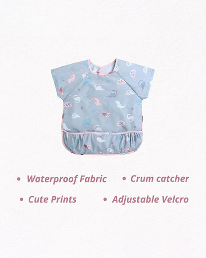 Polka Tots Half Sleeve Washable Waterproof Apron Feeding Bib-6-24M-Dino
