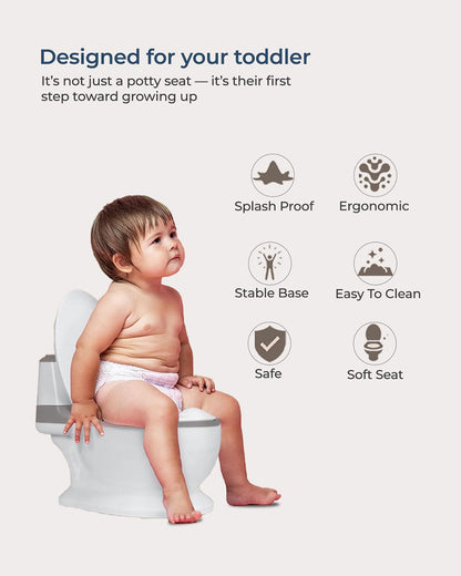Polka Tots Fun Flush Kids Potty Seat-With Flush Sound & Removable Bowl-12M+-Grey