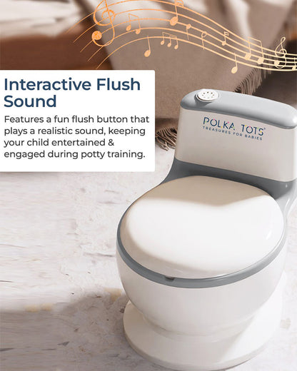 Polka Tots Fun Flush Kids Potty Seat-With Flush Sound & Removable Bowl-12M+-Grey