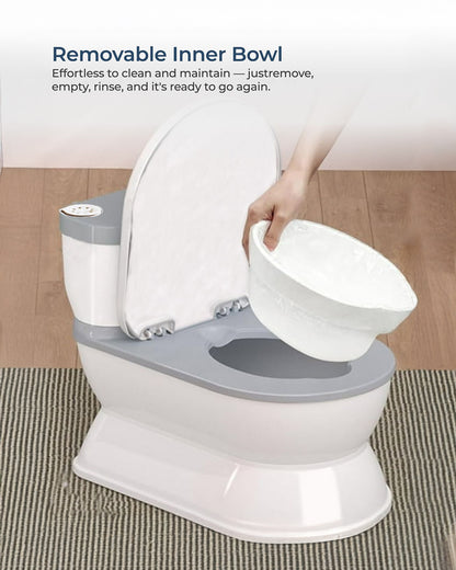 Polka Tots Fun Flush Kids Potty Seat-With Flush Sound & Removable Bowl-12M+-Grey