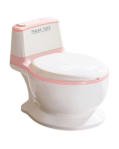 Polka Tots Fun Flush Kids Potty Seat-With Flush Sound & Removable Bowl-12M+-Pink