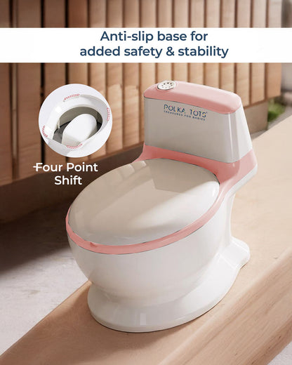 Polka Tots Fun Flush Kids Potty Seat-With Flush Sound & Removable Bowl-12M+-Pink