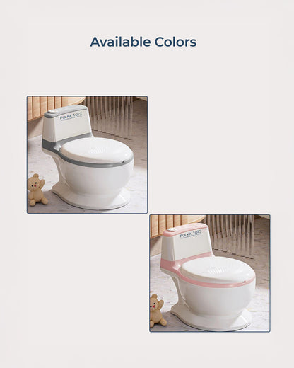 Polka Tots Fun Flush Kids Potty Seat-With Flush Sound & Removable Bowl-12M+-Pink