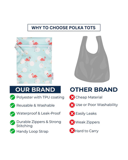 Polka Tots Waterproof & Reusable Baby Wet Bag-With Zipper-Mix