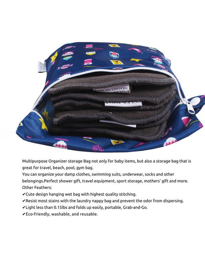 Polka Tots Waterproof & Reusable Baby Wet Bag-With Zipper-Mix