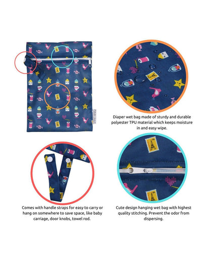 Polka Tots Waterproof & Reusable Baby Wet Bag-With Zipper-Mix