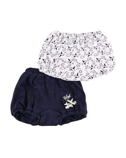 nuluv Navy Blue & White Bloomers-Printed-Cotton-Pack of 2-For Infants