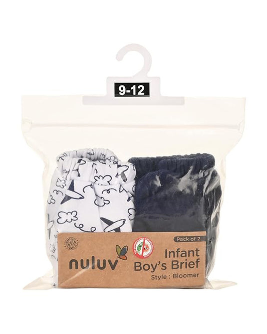 nuluv Navy Blue & White Bloomers-Printed-Cotton-Pack of 2-For Infants