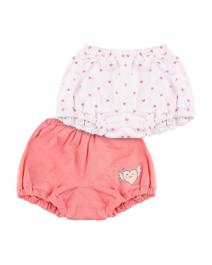 nuluv Peach Pink & White Bloomers-Printed-Cotton-Pack of 2-For Infants