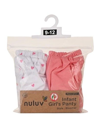 nuluv Peach Pink & White Bloomers-Printed-Cotton-Pack of 2-For Infants