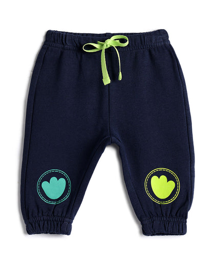 Chicco Dark Blue Joggers-Solid-Cotton-For Infants