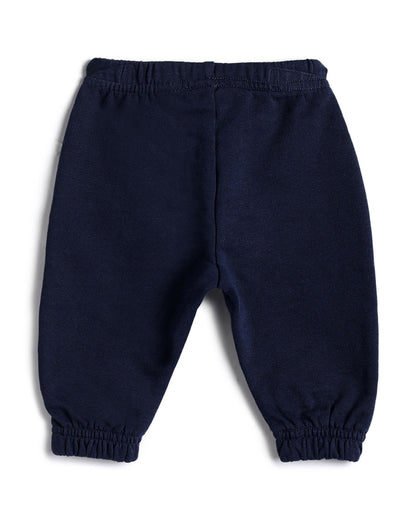 Chicco Dark Blue Joggers-Solid-Cotton-For Infants