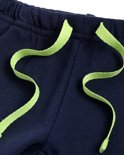 Chicco Dark Blue Joggers-Solid-Cotton-For Infants