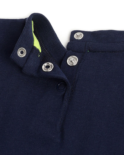 Chicco Navy Blue T-shirt-Graphic Print-Cotton-For Infants