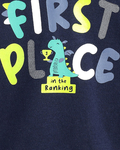 Chicco Navy Blue T-shirt-Graphic Print-Cotton-For Infants