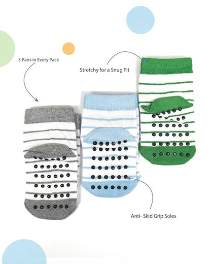 nuluv White & Multicolor Socks-Printed-Cotton-Pack of 3-For Infants