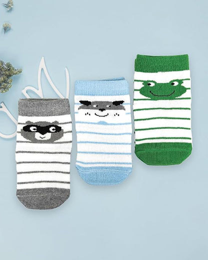 nuluv White & Multicolor Socks-Printed-Cotton-Pack of 3-For Infants