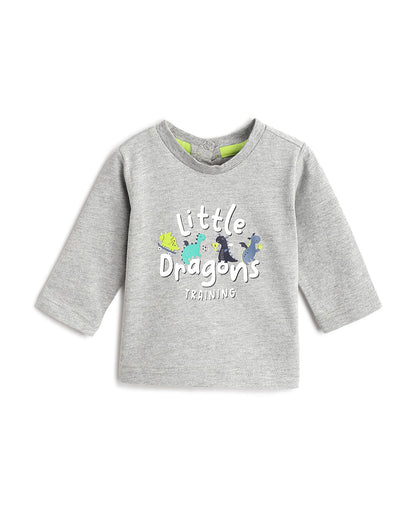 Chicco Light Grey T-shirt-Graphic Print-Cotton-For Infants