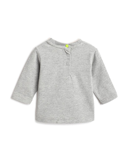 Chicco Light Grey T-shirt-Graphic Print-Cotton-For Infants