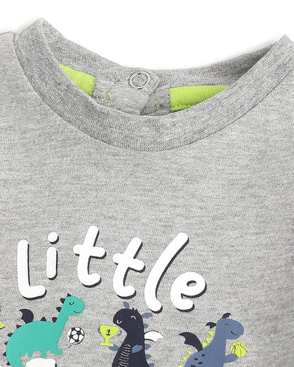 Chicco Light Grey T-shirt-Graphic Print-Cotton-For Infants