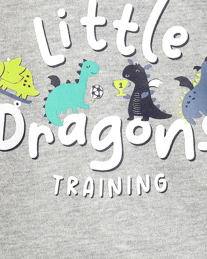 Chicco Light Grey T-shirt-Graphic Print-Cotton-For Infants