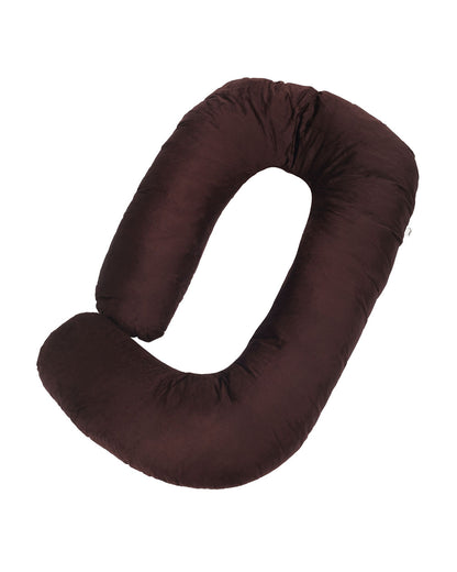 nuluv G shaped Pregnancy Pillow-Full Body-Brown-Cotton Blend-Removable & Washable Cover-For Maternity