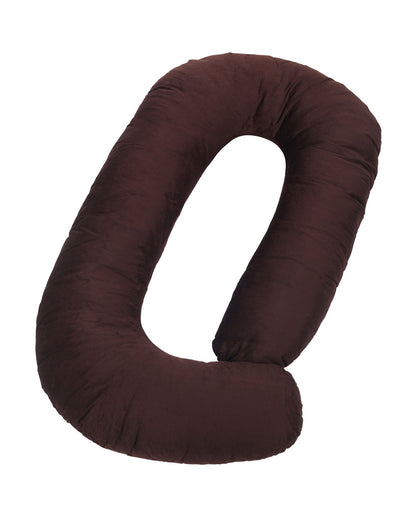 nuluv G shaped Pregnancy Pillow-Full Body-Brown-Cotton Blend-Removable & Washable Cover-For Maternity