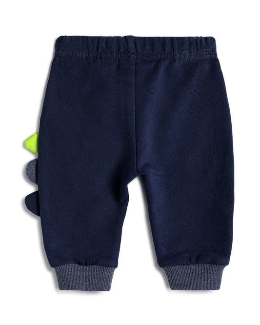 Chicco Navy Blue Joggers-Solid-Cotton-For Infants