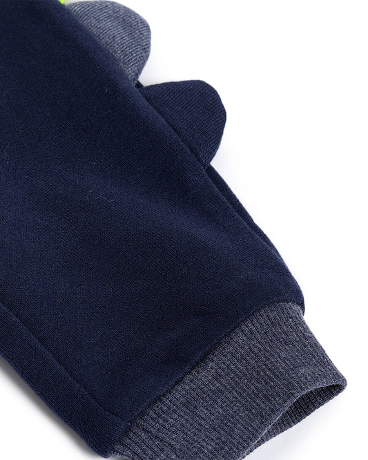 Chicco Navy Blue Joggers-Solid-Cotton-For Infants