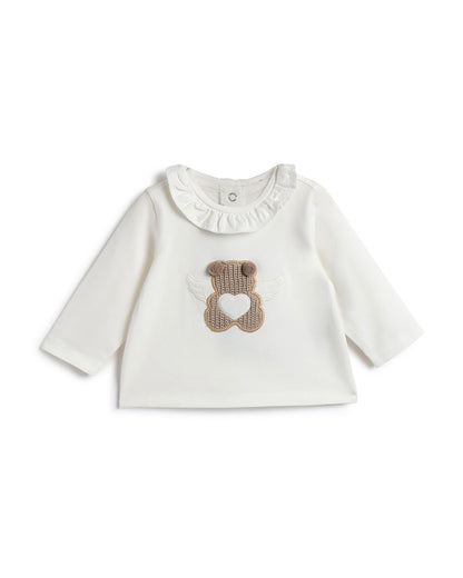Chicco White Top-Teddy Embellished-Cotton-For Infants