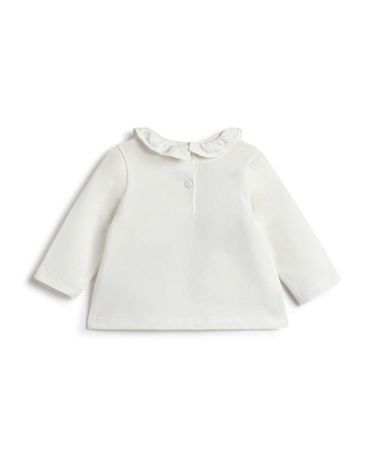 Chicco White Top-Teddy Embellished-Cotton-For Infants