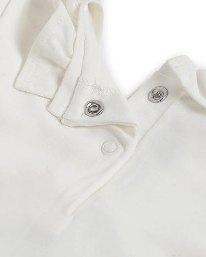 Chicco White Top-Teddy Embellished-Cotton-For Infants