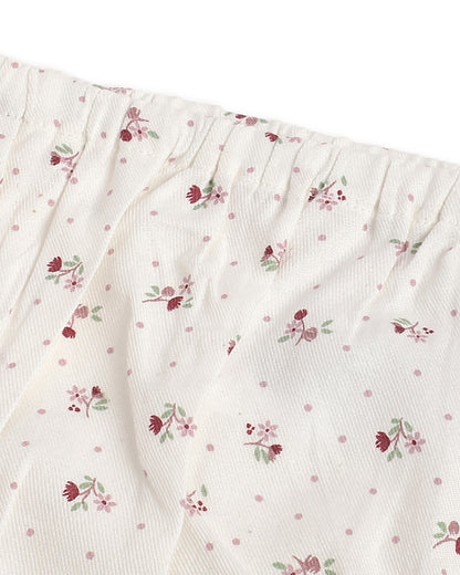 Chicco White & Pastel Pink Dress with Bloomer-Solid-Cotton-For Infants