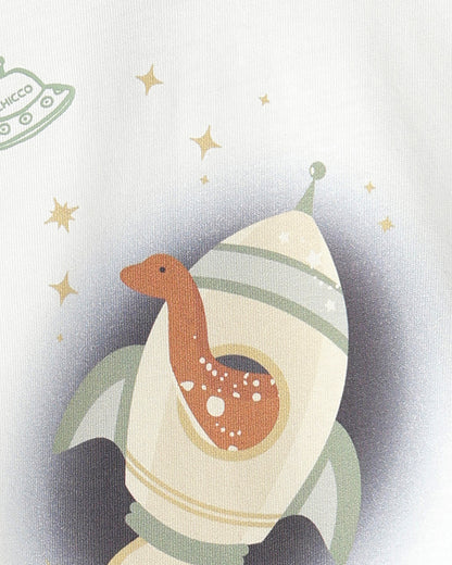 Chicco White T-shirt-Rocket Print-Cotton-For Infants