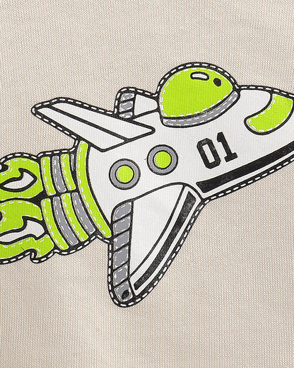 Chicco Peach Sweatshirt & Jogger Set-Space Print-Cotton-For Infants