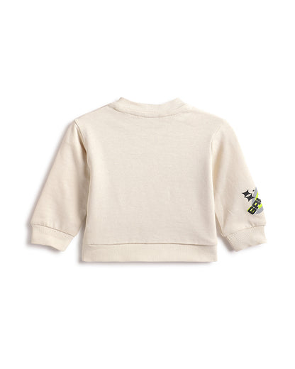 Chicco Peach Sweatshirt & Jogger Set-Space Print-Cotton-For Infants