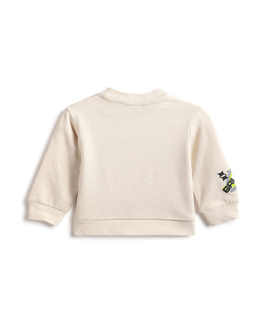 Chicco Peach Sweatshirt & Jogger Set-Space Print-Cotton-For Infants