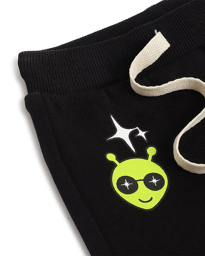 Chicco Peach Sweatshirt & Jogger Set-Space Print-Cotton-For Infants