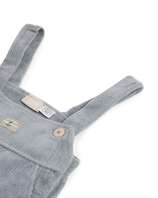 Chicco Light Blue Dungaree-Solid-Corduroy & Cotton-For Infants