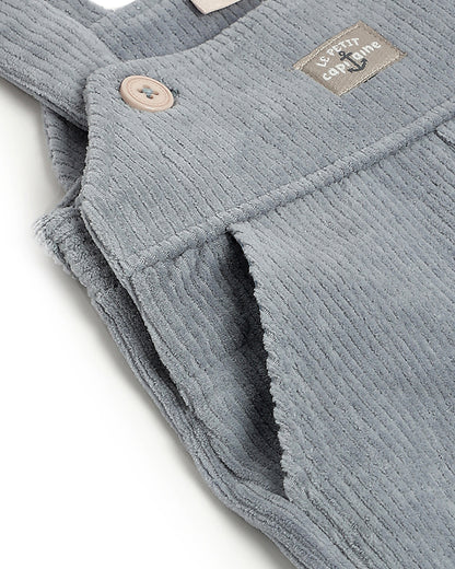 Chicco Light Blue Dungaree-Solid-Corduroy & Cotton-For Infants