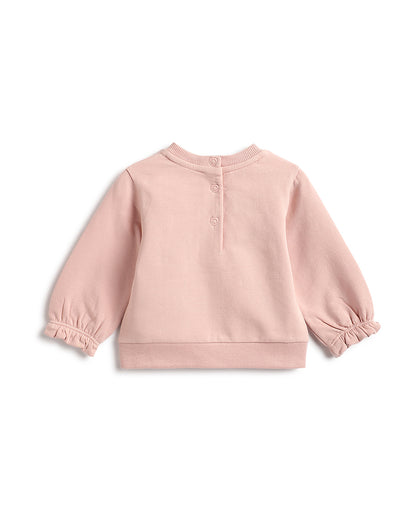 Chicco Pink Sweatshirt & Navy Blue Trouser Set-Glitter Print-Cotton-For Infants