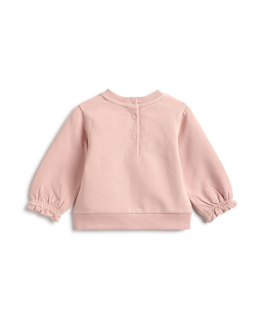 Chicco Pink Sweatshirt & Navy Blue Trouser Set-Glitter Print-Cotton-For Infants