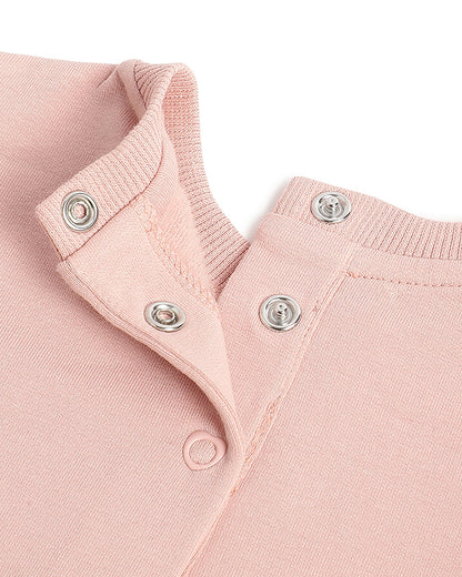 Chicco Pink Sweatshirt & Navy Blue Trouser Set-Glitter Print-Cotton-For Infants