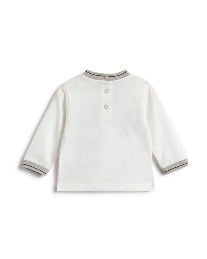 Chicco White T-shirt-Embellished-Cotton-For Infants