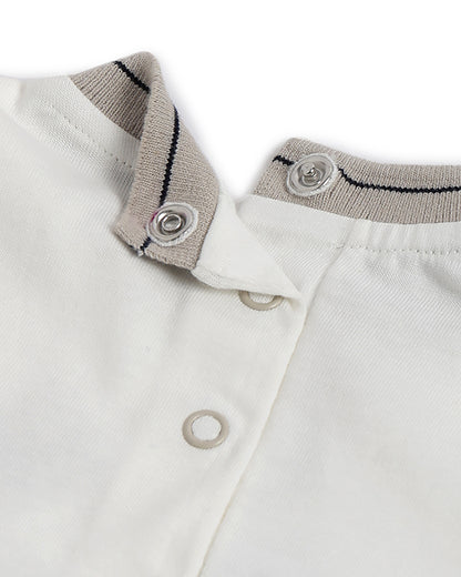 Chicco White T-shirt-Embellished-Cotton-For Infants