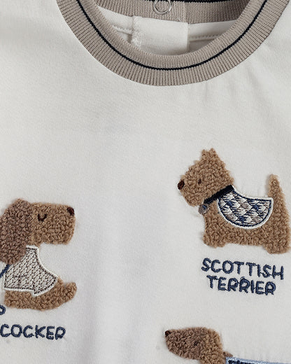 Chicco White T-shirt-Embellished-Cotton-For Infants