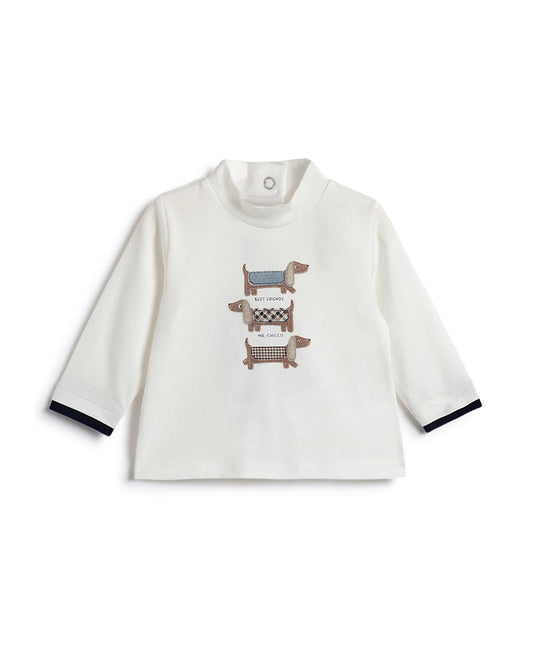 Chicco White T-shirt-Graphic Print-Cotton-For Infants