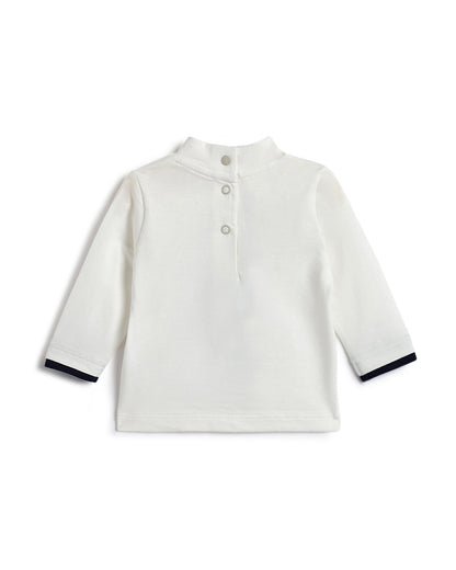 Chicco White T-shirt-Graphic Print-Cotton-For Infants